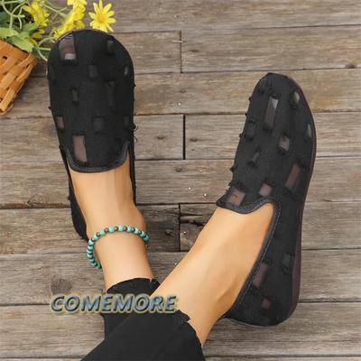 Loafers 2024 Trend Summer Spring for Woman Black Elegant Slip-on Breathable Casual Shoes Women's Soft-soled Moccassin Flat White