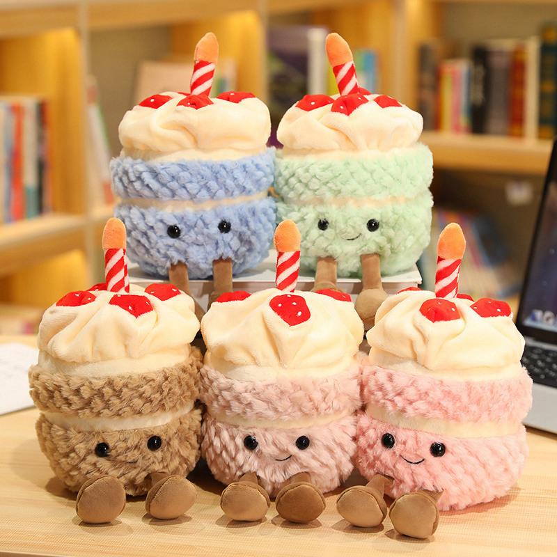 Kawaii Cartoon Cake Plush Doll High Quality Soft Stuffed Fruit Strawberry Wedding Cake Simulation Food Plush Toy Home Decor