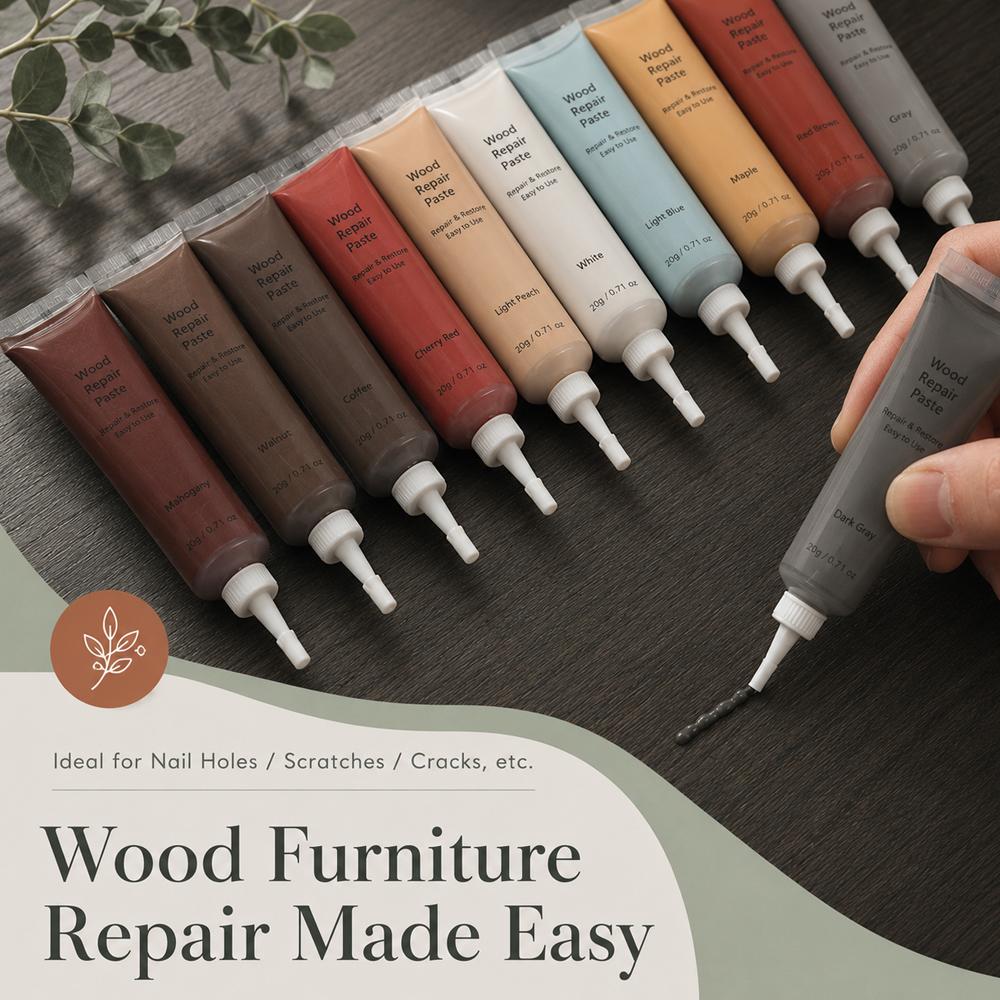 Wood Furniture Refinishing Paste Wood Floor Table Door Cabinet Scratch Fast Remover Repair Paint 12 Colors Wax For Furniture 25g