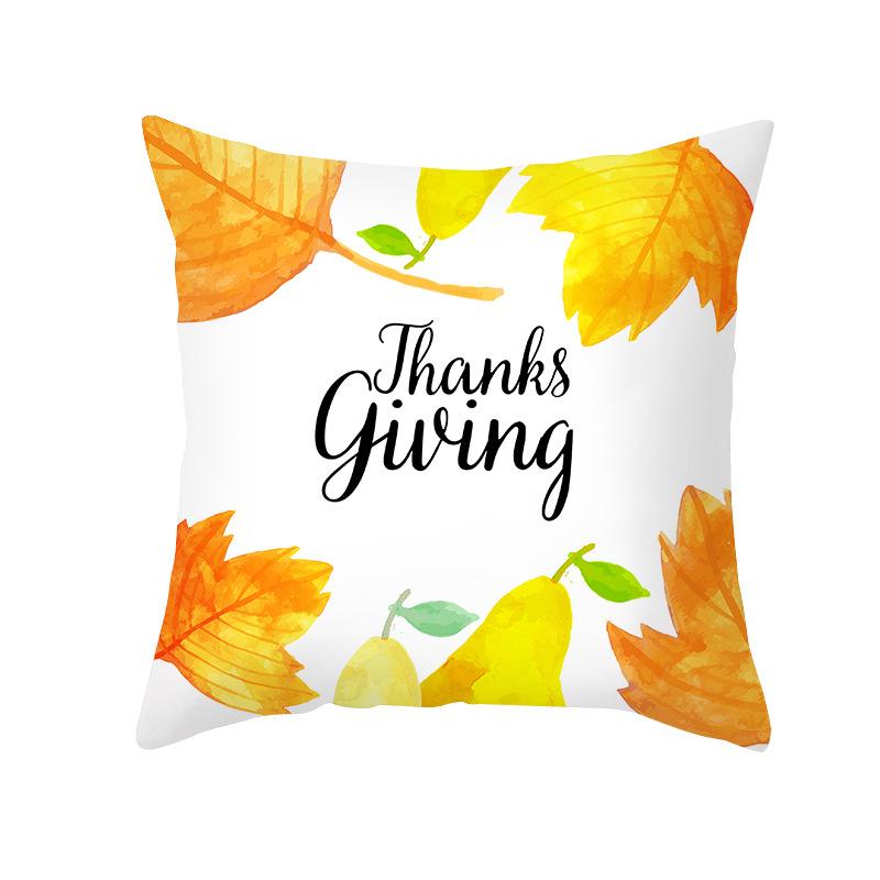Yellow Thanksgiving Pillow Home Cartoon Animal Sofa Cushion Cover Peach Skin Office Cushion Cover