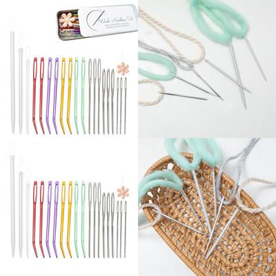20 Stück Nähnadel-Sets für Häkelprojekte, Gobelinnadel, Garnnadel, Edelstahl-Wollnadel & Nadeleinfädler