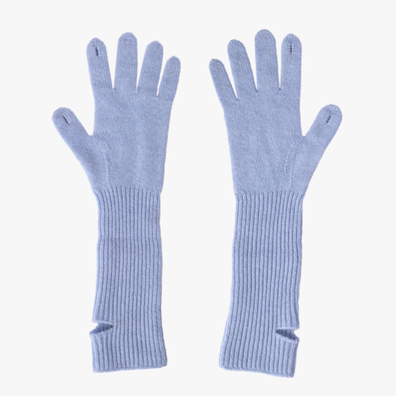 Mellotory 100% Cashmere Lip Line Gloves (sky Blue)