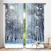 2 szt. Zasłony leśne Śnieżne drzewa z wiejskiego domu Sceneria dzikiej przyrody w mroźnym zimowym parku Zasłony okienne do salonu sypialni