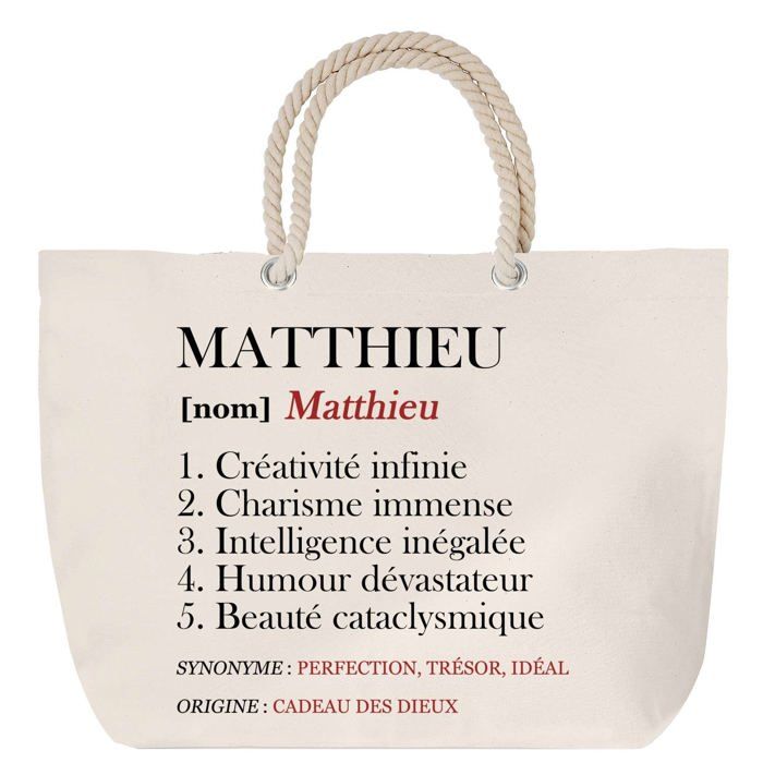 Sac de plage anse corde - PLANETEE - Matthieu - Grand format - Coton - Personnalisé