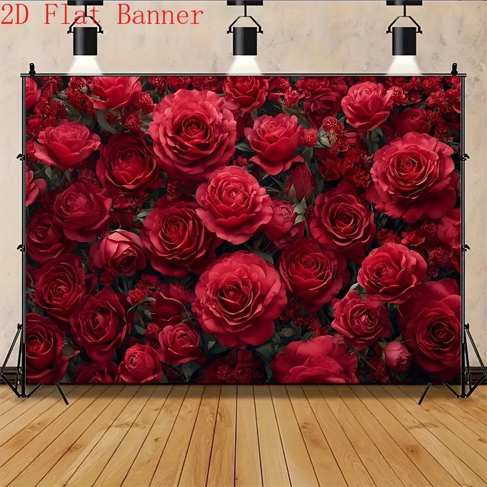 2D Flat Surface Bright Rose-themed Background Fabric Suitable for Wedding Party Event Decoration Polyester Fiber
