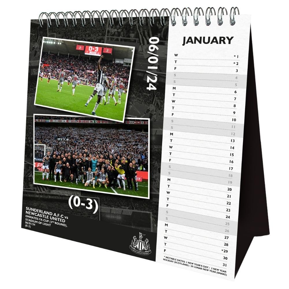 Newcastle United FC Memorable Moments 2025 Desktop Calendar