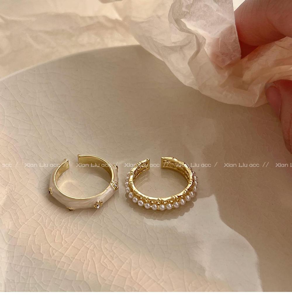 Vintage Enamel Drip Glaze Adjustable Open Ring – Women's Light Luxury Design
