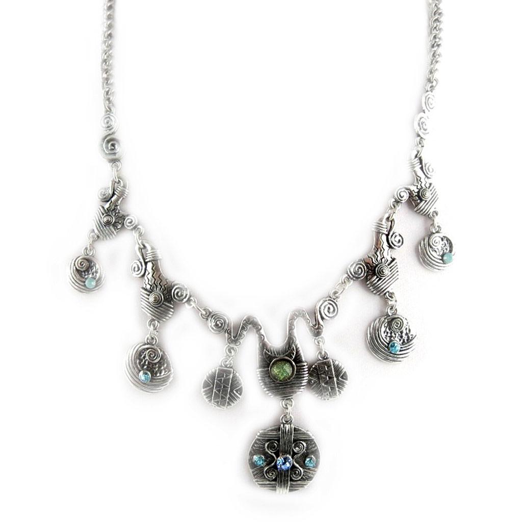 Les Trésors De Lily [D8951] - Designer Necklace 'Memories of the Past' Turquoise Silver