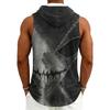 Men's Sleeveless Hoodie Casual Drawstring Hooded Tank Top Halloween Print Streetwear Muscle Fit Summer Vest