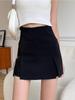Schwarze hochtaillierte A-Linien-Culottes: Damen Frühling 2025 Sexy Minirock