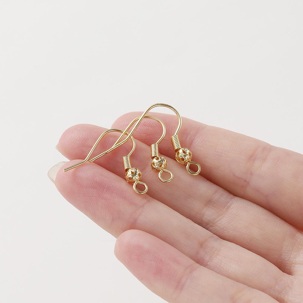 14k Gold-Plated Hollow Ball Ear Hooks - DIY Earring Accessories