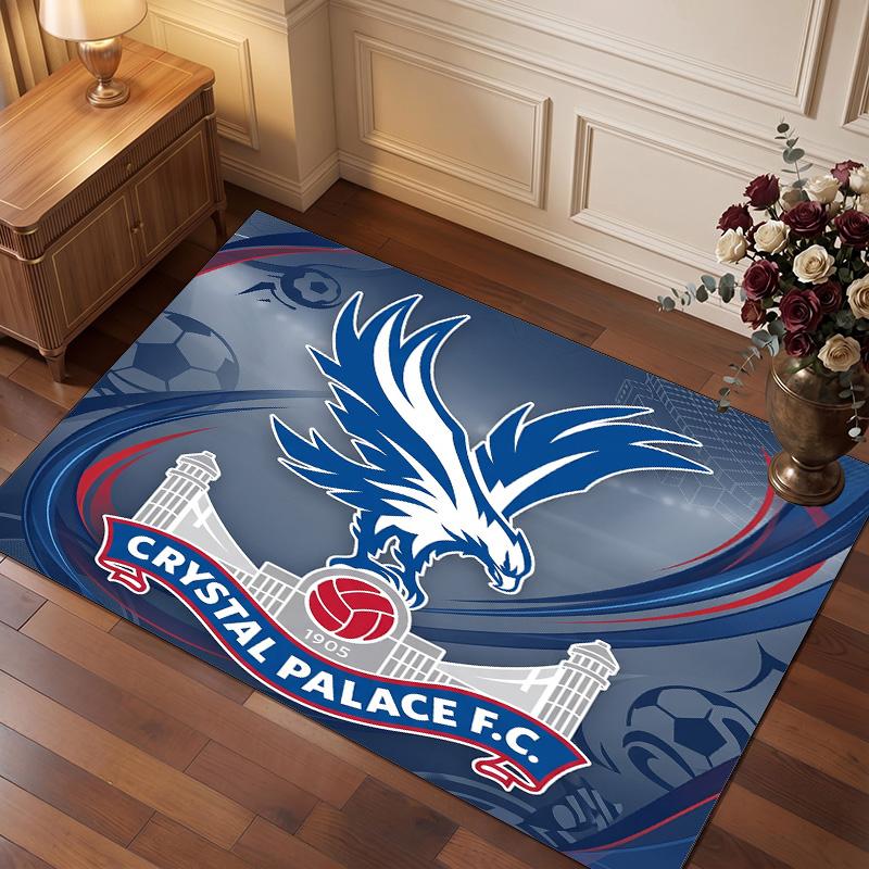 Crystal Palace Football Print Crystal Velvet Rug, Comfortable Water Absorbent Non Slip Indoor Floor Carpet