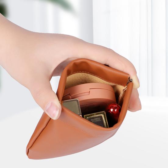 Snap Closure Pouch Faux Leather Mini Cosmetic Bag Waterproof Self-Closing Organizer Pouch for Coin