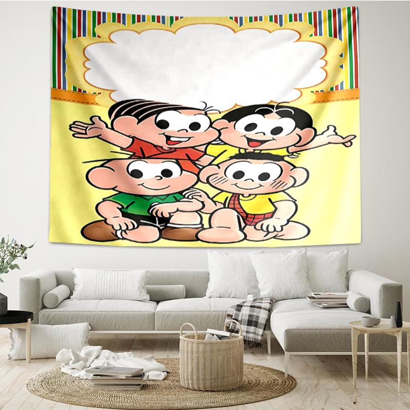 Turma-da-Mônica Print Tapestry, Backdrop, Easy Setup, Ideal for Bedroom, Office & Living Room, with Aesthetic Wall Hanging Decor.