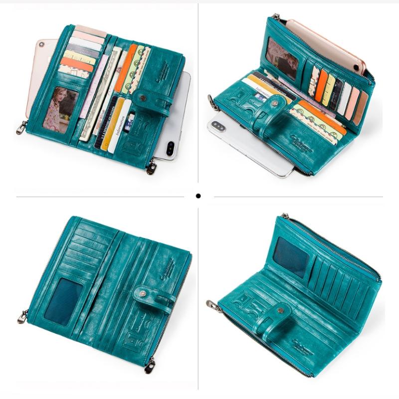 Portofele lungi de lux din piele naturală pentru femeie vintage din piele naturală pentru femeie cu fermoar cu fermoar portmoneu Suport carduri pochette geantă de bani pentru cadou de ziua femeii