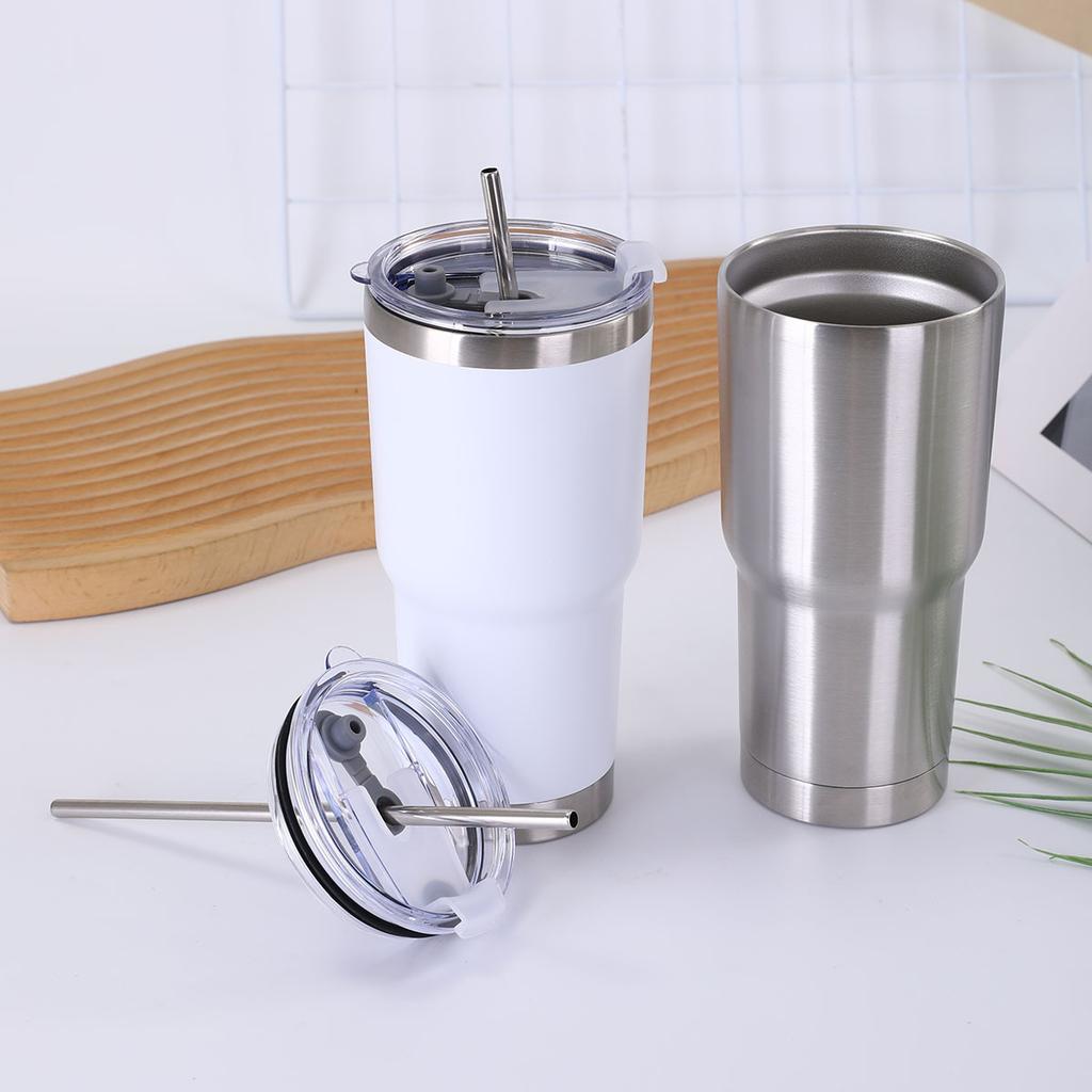 New 20oz Bingba Cup Double-layer vacuum with straw car cup Outdoor car portable 304 thermos cup