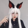 Handmade simulation Qingqiu white fox ear headband cos manga white Tibetan main headgear fox tail beast ear tail suit