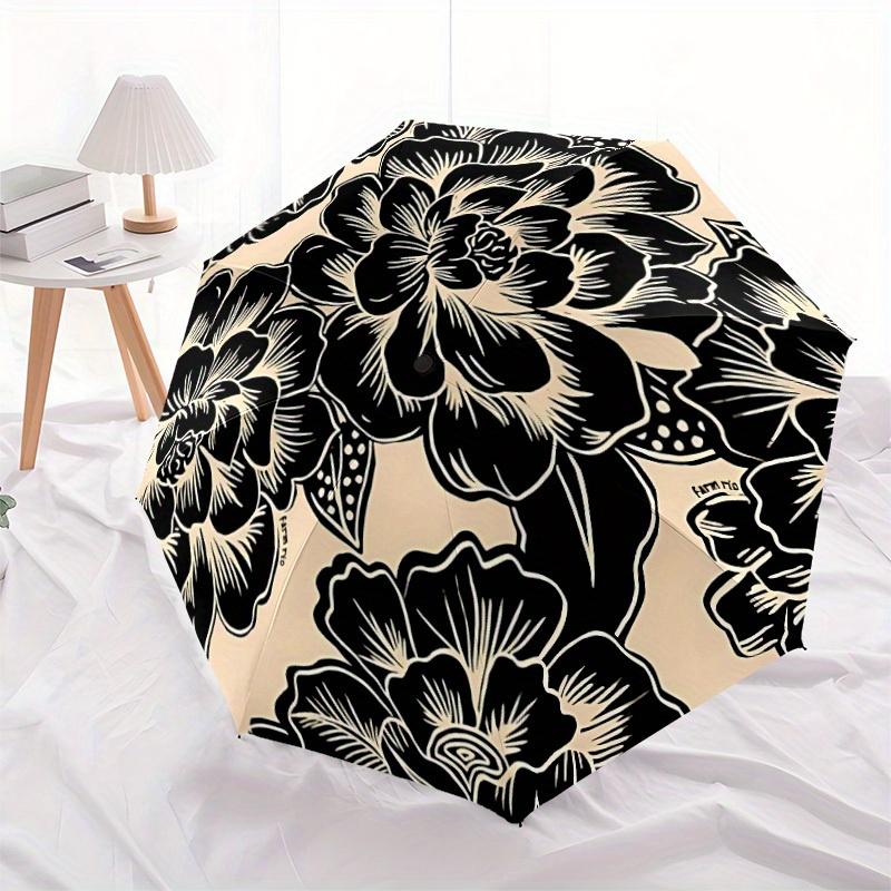 1pc Floral Pattern Automatic Open/close, All-Season Portable Folding Umbrella for Friends, Travel, Everyday, Events  Yy250812142