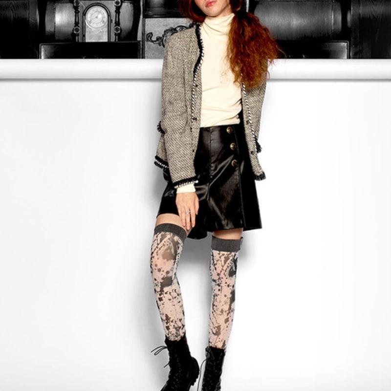 Romantic tiger Charcoal knee high stockings