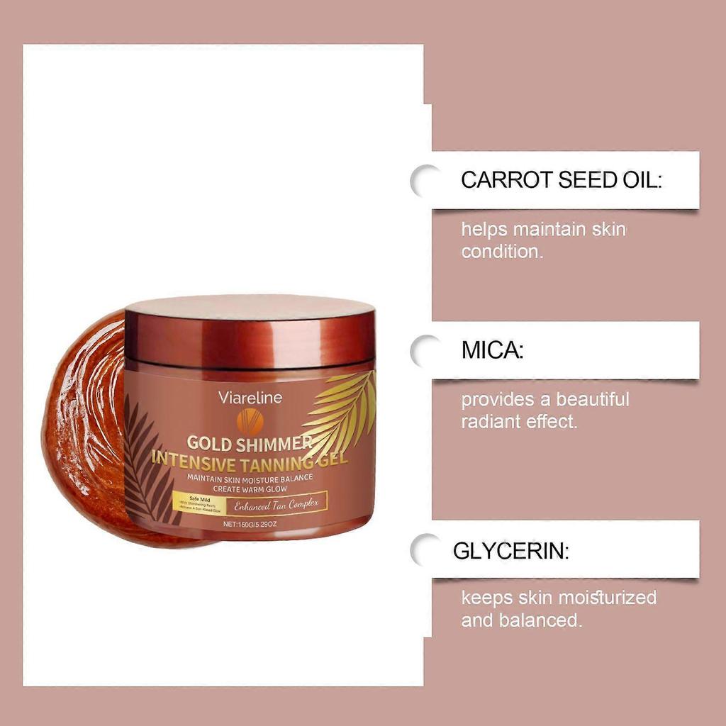 Viareline Golden Shimmer Tanning Gel Summer Beach Even Skin Tone Moisturizing Refreshing Tanning Gel