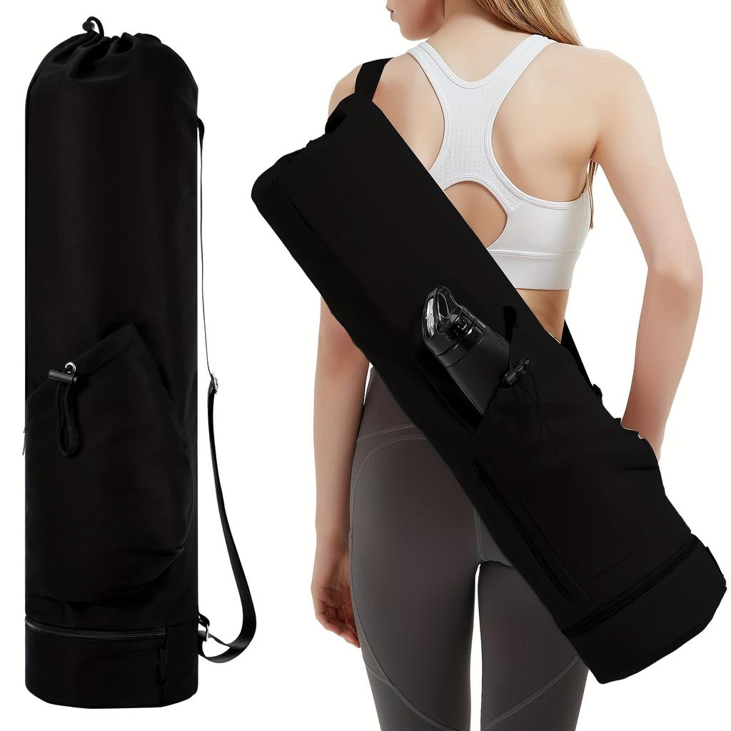 Versatile Yoga Mat Carrier With Water Bottle Pocket & Bottom Wet Pocket Durable Oxford Cloth Multi-Functional Storage Bag For Exercise Mats