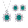 Wish new European and American fashion emerald women's pendant necklace ring stud earrings set