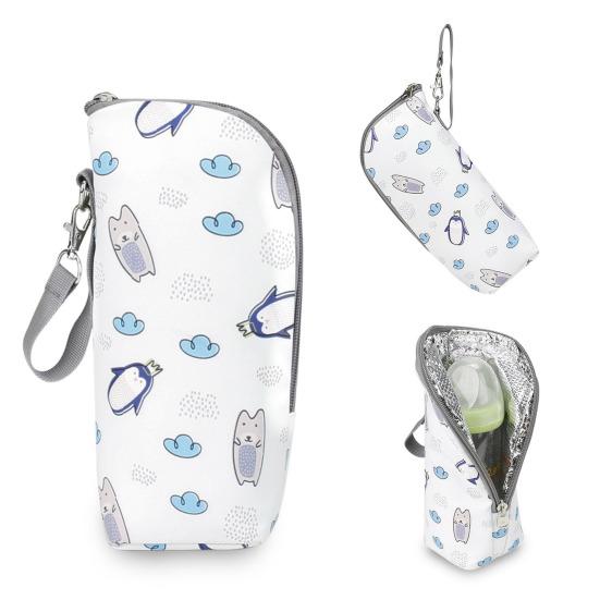 Baby Bottle Bag Adorable Zipper Closure Oxford Cloth Portable Car Stroller Breast Milk Insulated Bag Nursery Supplies