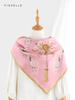 New pink lady style printed natural silk square scarf women spring autumn real silk twill scarves luxury adults shawl