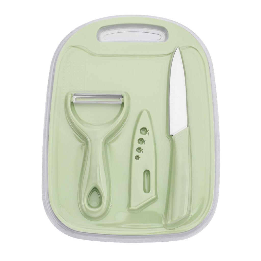 Portable Baby Food Knife Set: Includes Utensils, Peeler, Fruit Knife, Cutting Board - Three-Piece Set Gift