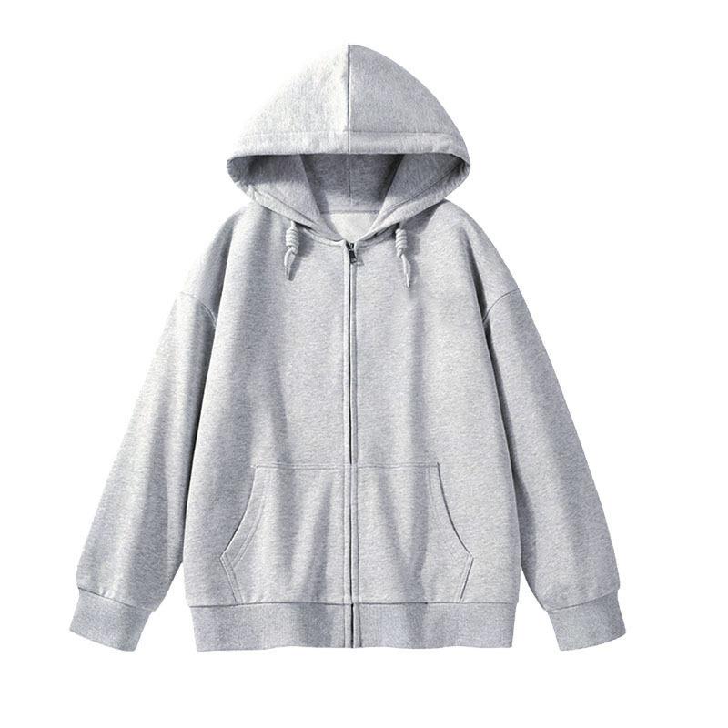 CVC cotton wool composite milk silk 320g back-necked plain zipper hoodie for women