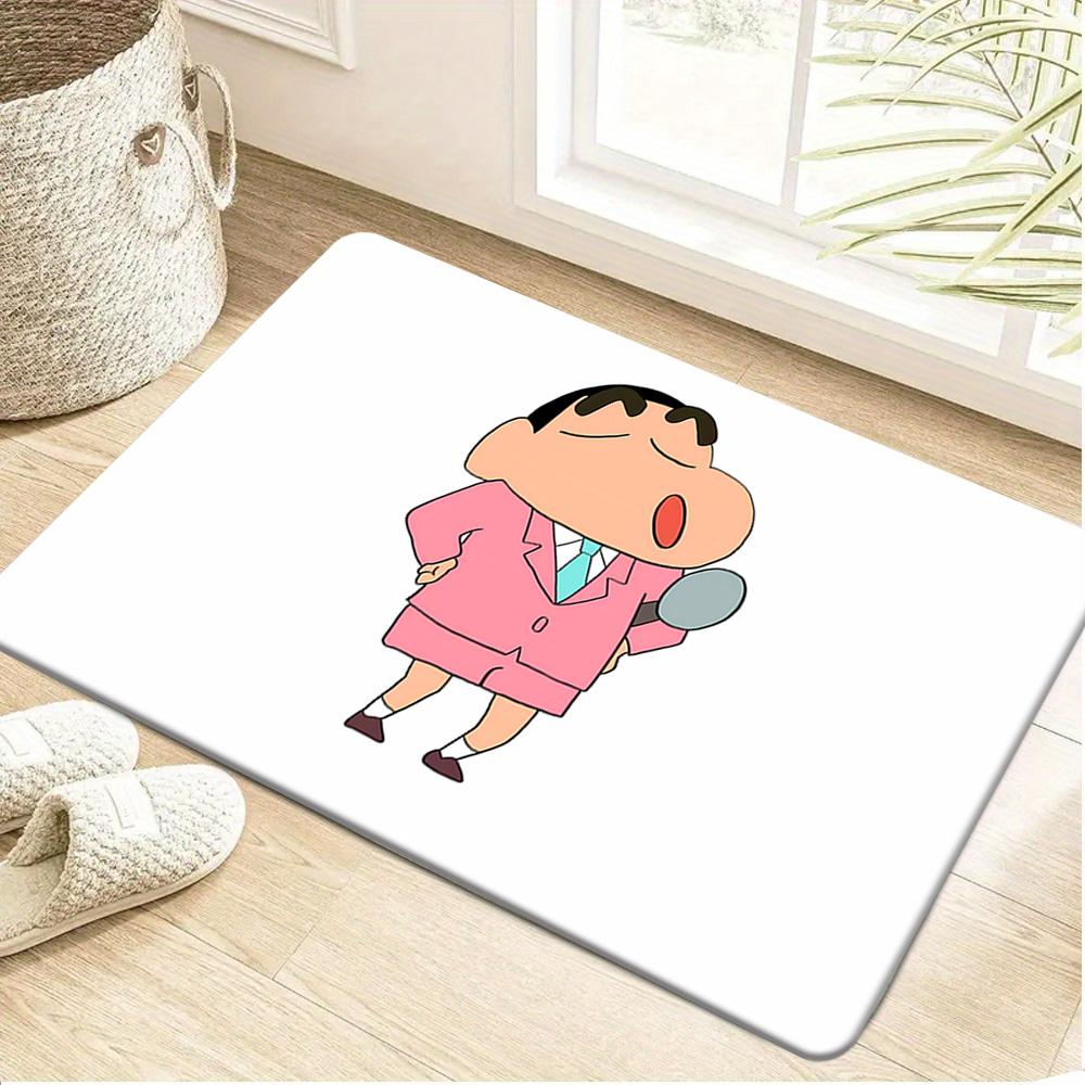 Crayon Shin-chan Kasukabe Defense Group Comic Panel Print Bath Mat, Non-Slip Water Absorbent Bathroom Rug, Funny Anime Friends D