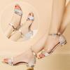 2025 Women's Plus Size Summer Peep-Toe Chunky Heel Sandals - Classic Single Strap Open-Toe Mid-Heel