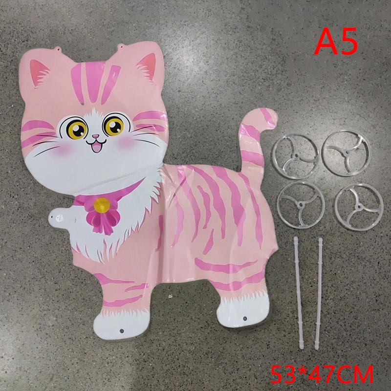 4D Cartoon Elephant Foil Balloon, Stand Walking Balloon with Wheel for Kids Birthday Party Baby Shower Decoration