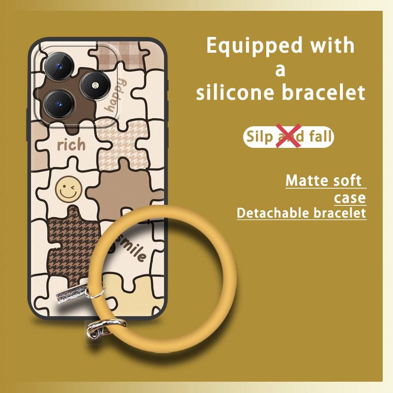 Solid Color Ring Phone Case For Realme C63 4G/C61 4G Cute Personality Heat Dissipation Youth Back Cover Funny Soft Case