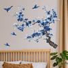 Ramas y Pájaros Pintados de Azul Pegatina de Pared para Decoración del Hogar en Dormitorio Sala de Estar