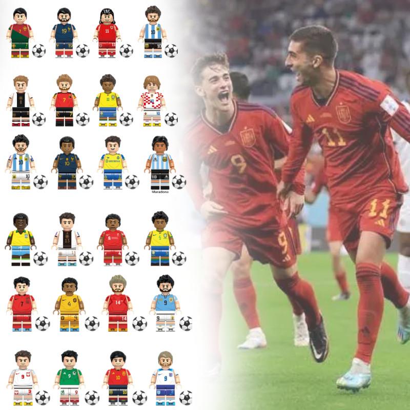 Colorful Football Star Wooden Minifigure Building Blocks Set For Kids With 50-100 Pieces