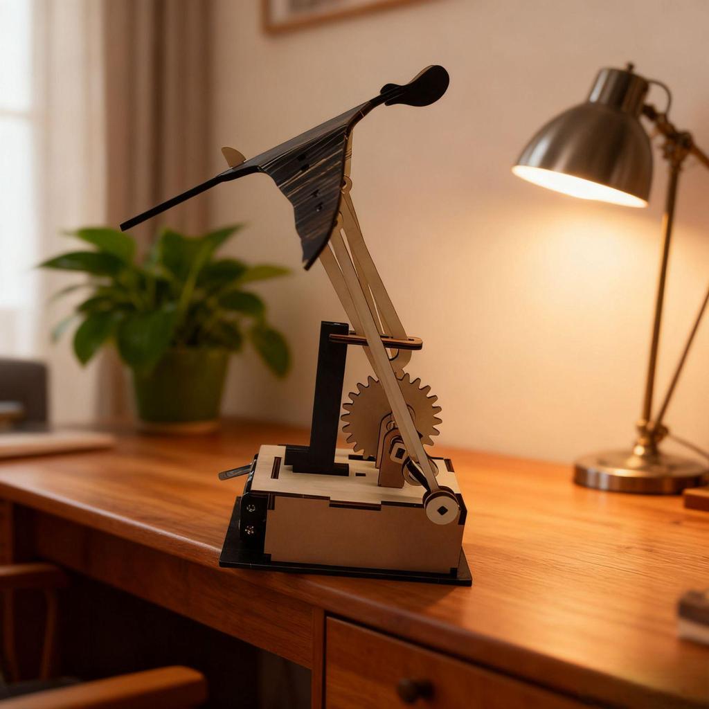 Artisan Wooden Manta Ray Automaton – Handcrafted Mechanical Fish Model.