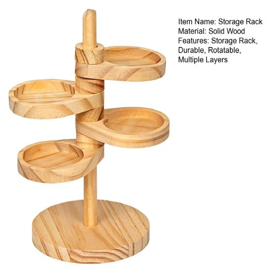 Yousheng Rotatable Storage Rack, Multi-Purpose Wooden Organizer, Space-Saving Portable Jewelry Holder, for Kitchen Bathroom Bedroom