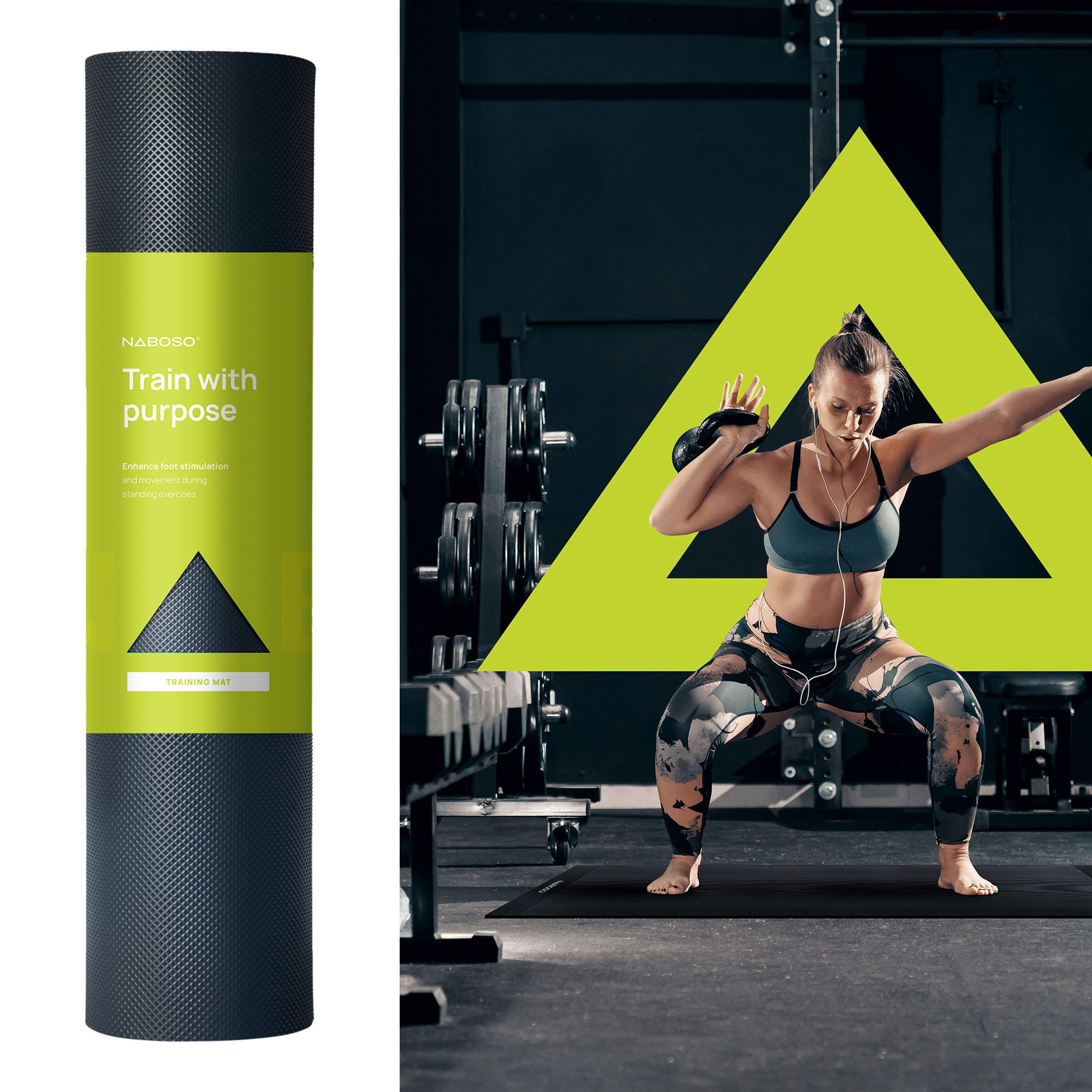 

Naboso Training Barefoot Training Mat Textured home gym mat stimulates feet and improves foot strength for exercise and - rehabilitation. чёрный