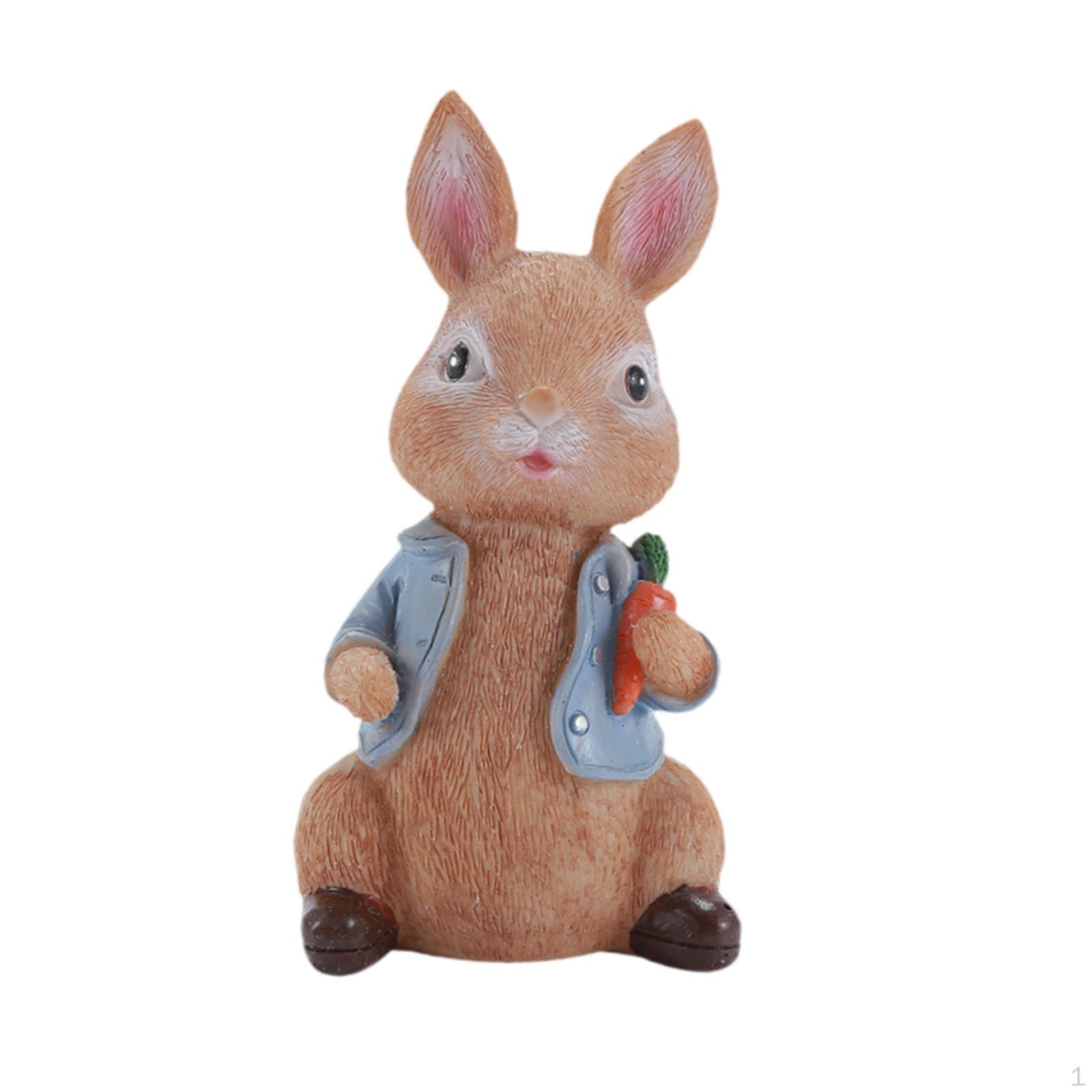 

Bunny Garden Statue Adorable Rabbit Sculpture Outdoor Decor Carrot In Hand