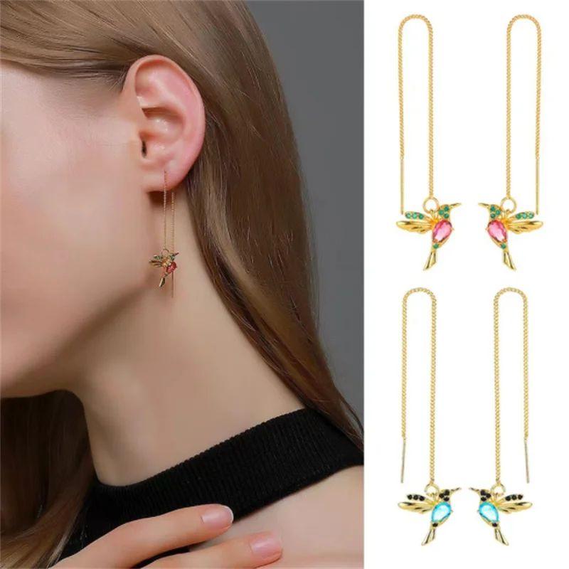 Water Drop Pearl Rhinestone Tassel Earrings