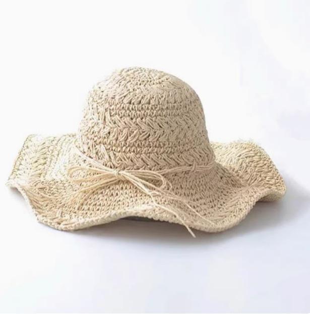 Daisy Raffia Woven Empty Top Hat Children Summer Outdoor Seaside Vacation Sunshade Sun Protection Straw Hat