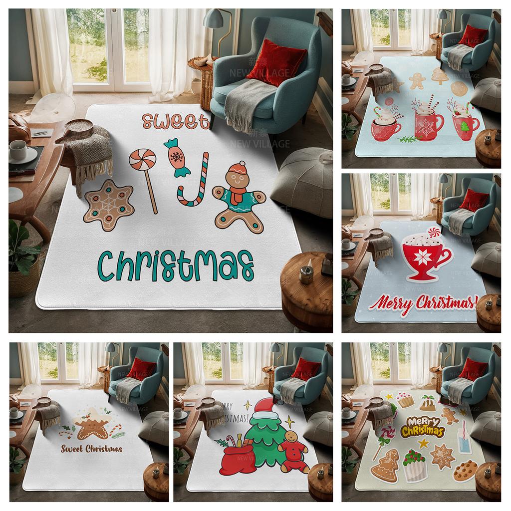 House Entrance Carpet Home Door Mat Living Room Bath Foot Bathroom Non-slip Water Absorption Rugs Bath Merry Christmas Winter