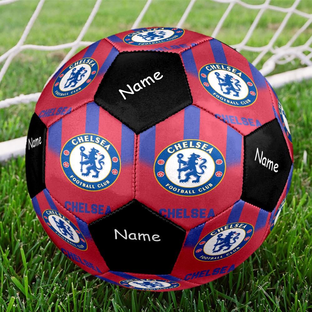 Individuell beschriftbarer Fußball im Chelsea FC Design, Größe 5, Geeignet für Indoor- und Outdoor-Spiele, ein Geschenk für jeden geeignet.