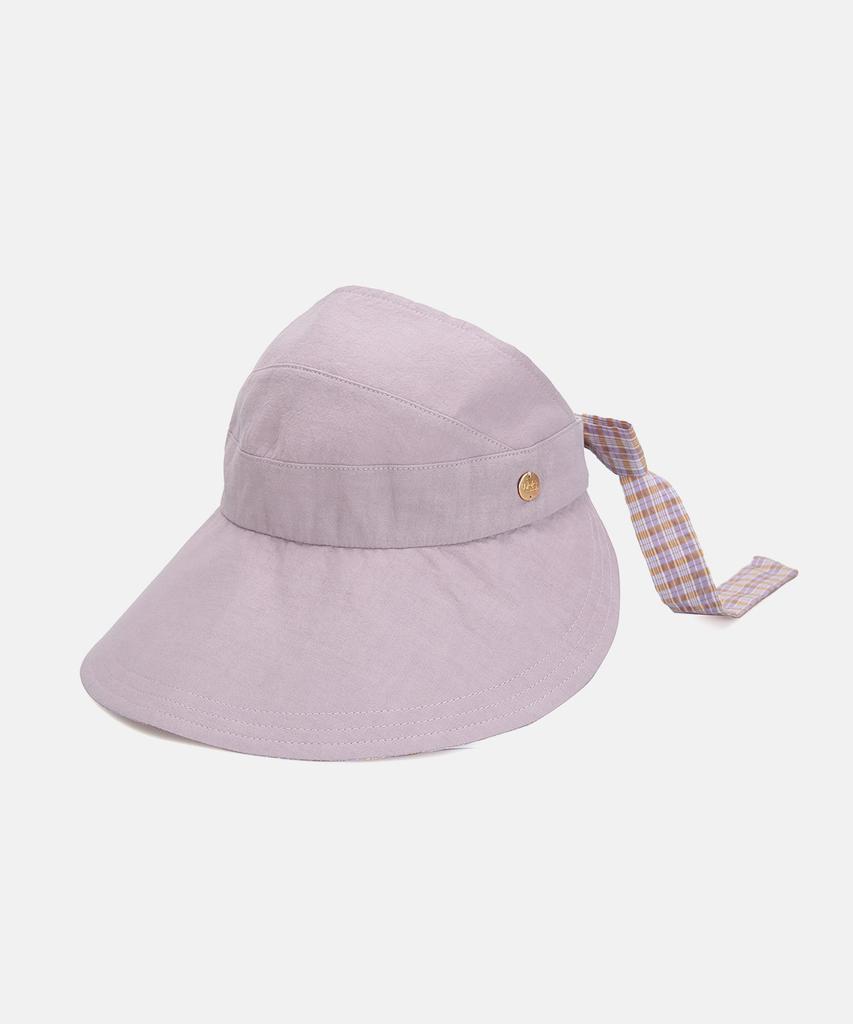 Hwaiteusaenjeu Check Detachable Ribbon Wide-Bridle Sun Cap Rothdon (4 Colors)