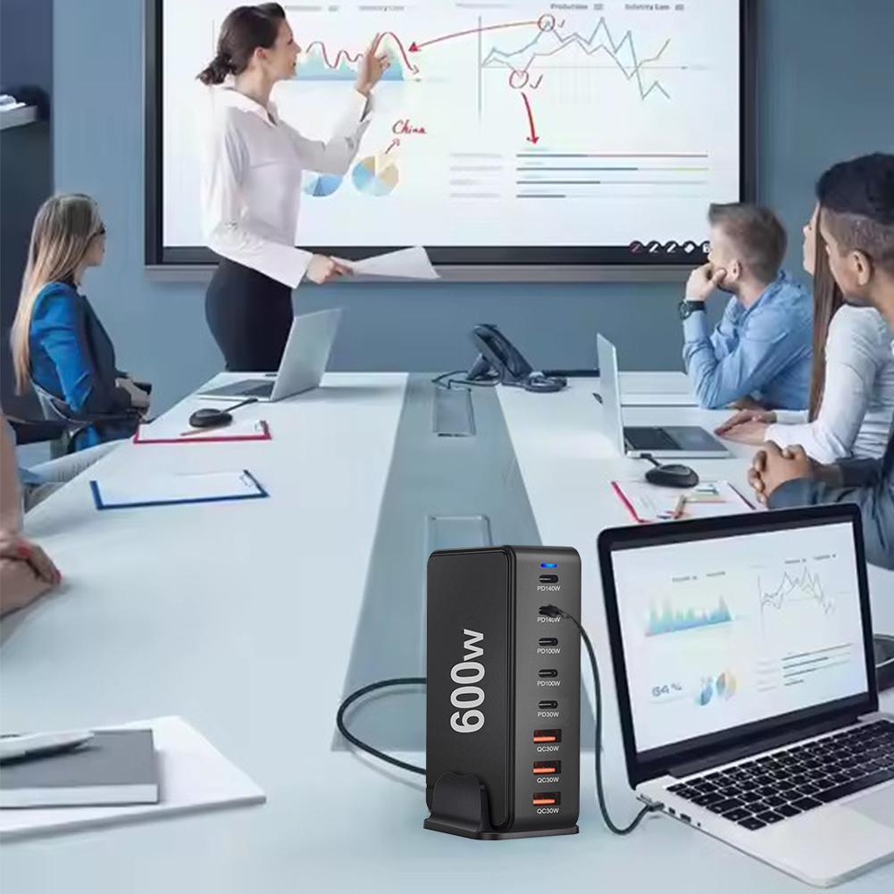 600W GaN Charger 8Port USB Type C Desktop Fast Charging Station US/UK/EU/AU Plug Adapter For  IPad Laptop
