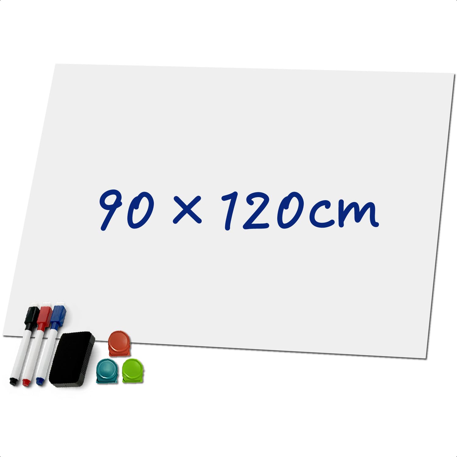 

BOOMIE Drawing x Easy Magnetic Whiteboard Deluxe Set with Marker Pens and Magnets [Free Adhesion] Sheet, (90x120cm) белый