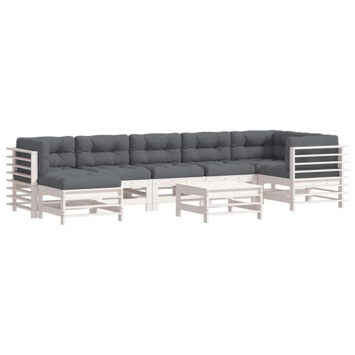 VidaXL Salon de Jardin avec Coussins 8 pcs, Canapés avec Dossier et Accoudoir, Ensemble de Meubles avec Table Basse Patio 3185879