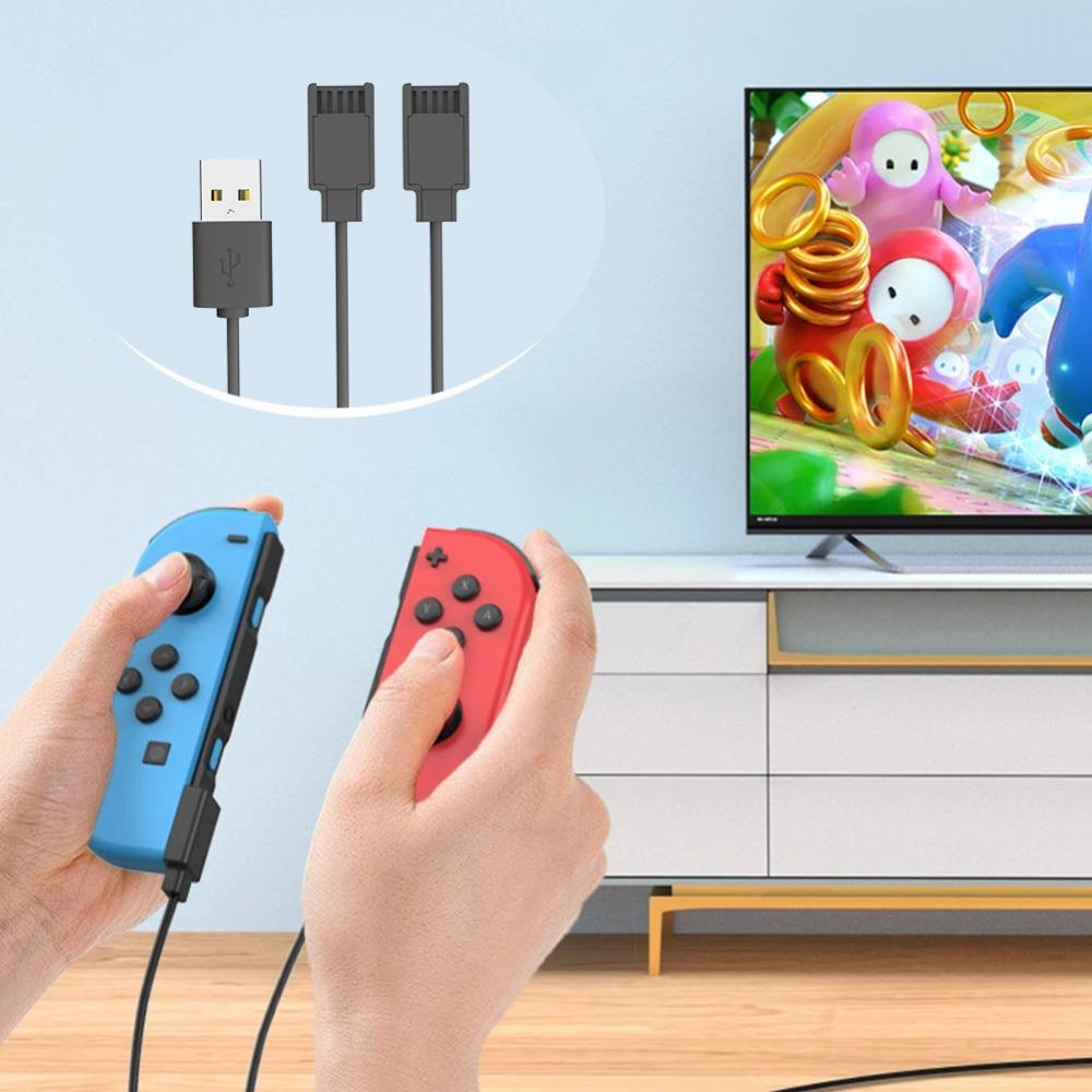 USB Charger Cable for Joycon Controller 2 In 1 Portable Charger Cable 2.5M Travel Charging Cables for Switch Controller Charger