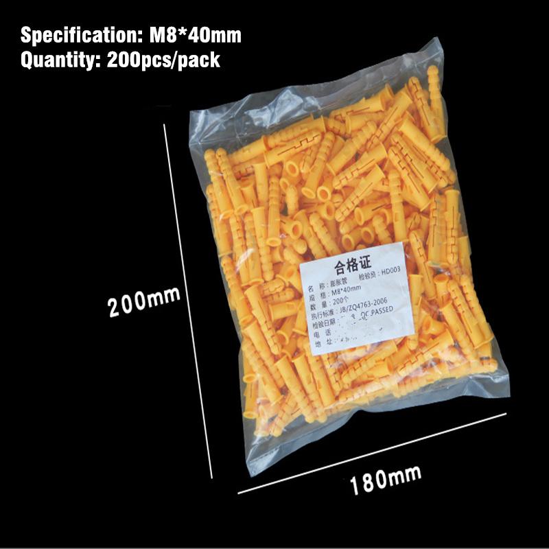 Plastic expansion pipe M6*30mm M8*40mm rubber plug plastic pipe nylon column expansion screw anchor plug wall plugs